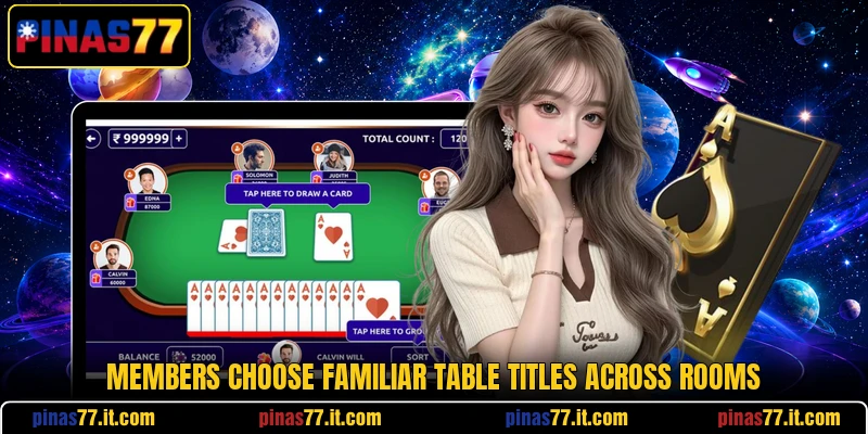 Members choose familiar table titles across rooms Members choose familiar table titles across rooms