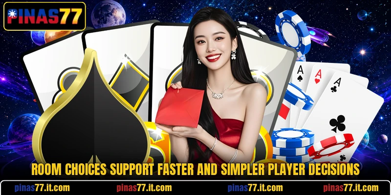 Room choices support faster and simpler player decisions Room choices support faster and simpler player decisions