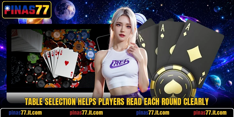 Table selection helps players read each round clearly Table selection helps players read each round clearly